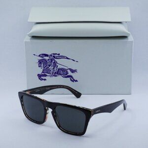 Burberry BE4434 412187 Square Sunglasses - Black on Vintage Check/Dark Grey